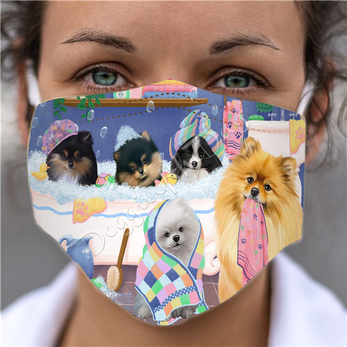 Rub A Dub Dogs In A Tub  Pomeranian Dogs Face Mask FM49527