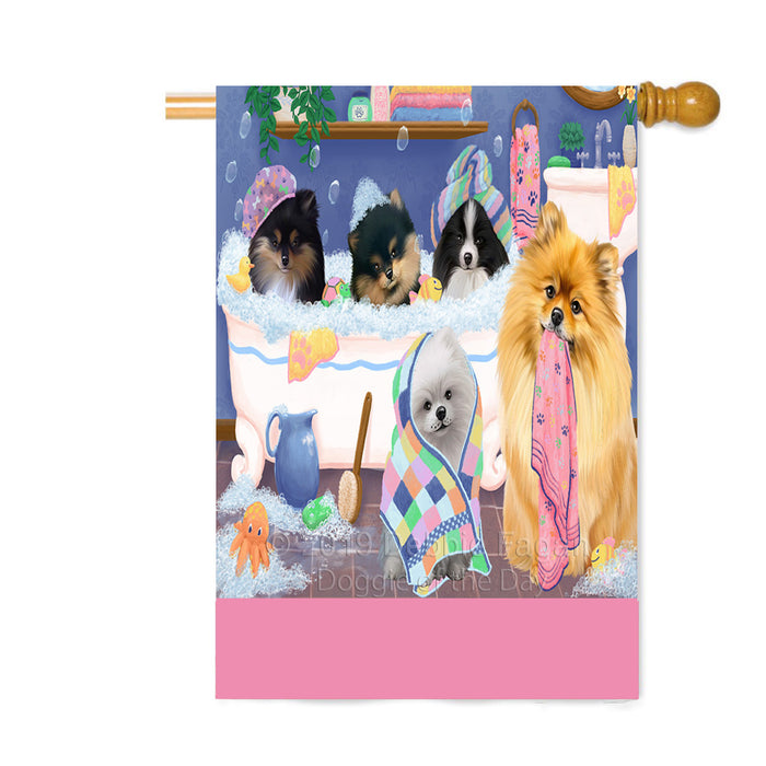 Personalized Rub A Dub Dogs In A Tub Pomeranian Dogs Custom House Flag FLG64361