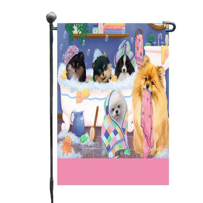 Personalized Rub A Dub Dogs In A Tub Pomeranian Dogs Custom Garden Flag GFLG64896