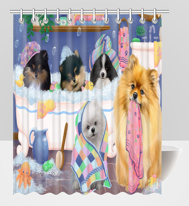 Rub A Dub Dogs In A Tub Pomeranian Dogs Shower Curtain