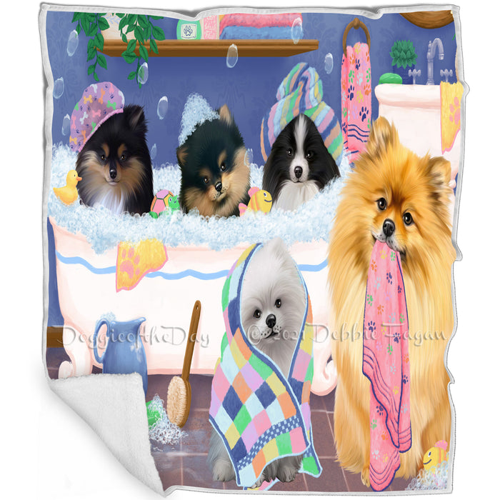 Rub A Dub Dogs In A Tub Pomeranians Dog Blanket BLNKT130701