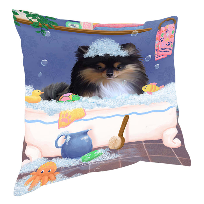 Rub A Dub Dog In A Tub Pomeranian Dog Pillow with Top Quality High-Resolution Images - Ultra Soft Pet Pillows for Sleeping - Reversible & Comfort - Ideal Gift for Dog Lover - Cushion for Sofa Couch Bed - 100% Polyester, PILA90700