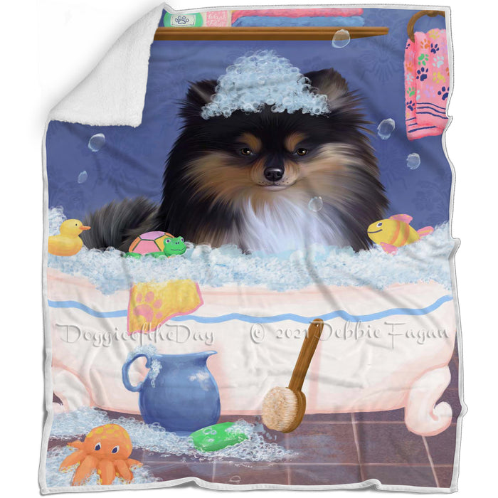 Rub A Dub Dog In A Tub Pomeranian Dog Blanket BLNKT143124