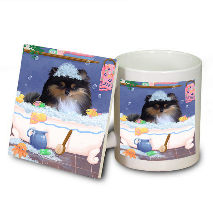 Rub A Dub Dog In A Tub Pomeranian Dog Mug and Coaster Set MUC57407