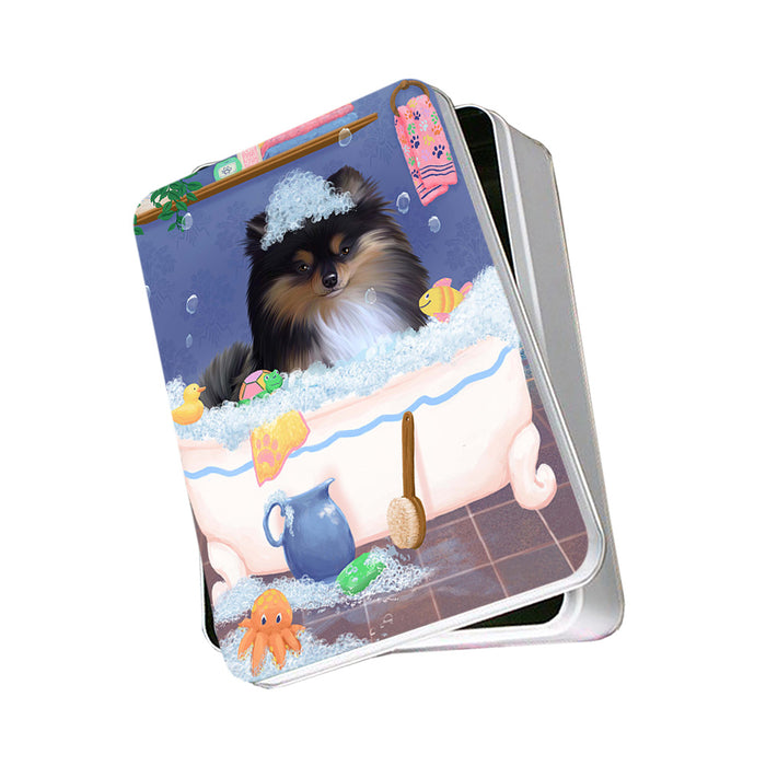 Rub A Dub Dog In A Tub Pomeranian Dog Photo Storage Tin PITN57358