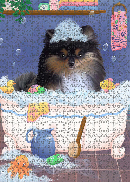 Rub A Dub Dog In A Tub Pomeranian Dog Portrait Jigsaw Puzzle for Adults Animal Interlocking Puzzle Game Unique Gift for Dog Lover's with Metal Tin Box PZL327