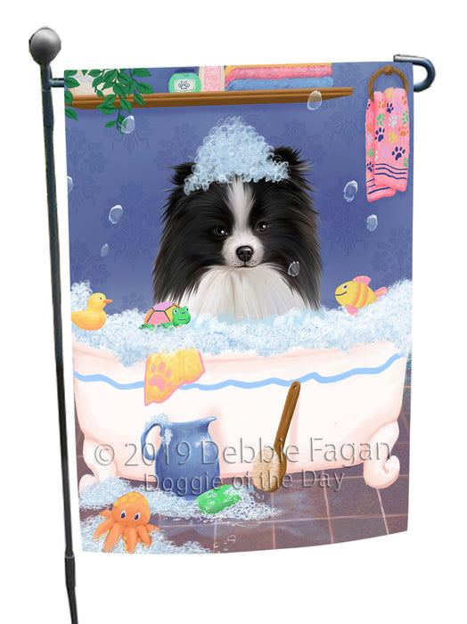 Rub A Dub Dog In A Tub Pomeranian Dog Garden Flag GFLG66272