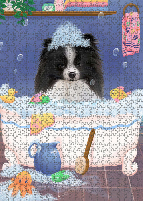 Rub A Dub Dog In A Tub Pomeranian Dog Portrait Jigsaw Puzzle for Adults Animal Interlocking Puzzle Game Unique Gift for Dog Lover's with Metal Tin Box PZL328
