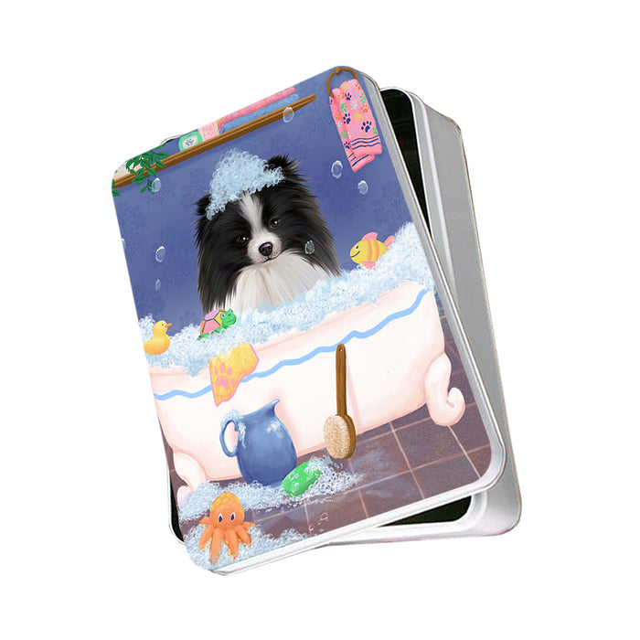 Rub A Dub Dog In A Tub Pomeranian Dog Photo Storage Tin PITN57359