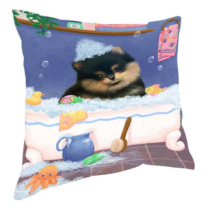 Rub A Dub Dog In A Tub Pomeranian Dog Pillow with Top Quality High-Resolution Images - Ultra Soft Pet Pillows for Sleeping - Reversible & Comfort - Ideal Gift for Dog Lover - Cushion for Sofa Couch Bed - 100% Polyester, PILA90706