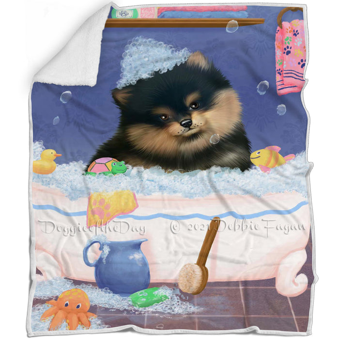 Rub A Dub Dog In A Tub Pomeranian Dog Blanket BLNKT143126