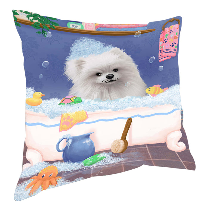 Rub A Dub Dog In A Tub Pomeranian Dog Pillow with Top Quality High-Resolution Images - Ultra Soft Pet Pillows for Sleeping - Reversible & Comfort - Ideal Gift for Dog Lover - Cushion for Sofa Couch Bed - 100% Polyester, PILA90709