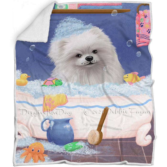 Rub A Dub Dog In A Tub Pomeranian Dog Blanket BLNKT143127