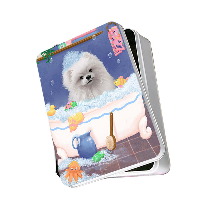 Rub A Dub Dog In A Tub Pomeranian Dog Photo Storage Tin PITN57361