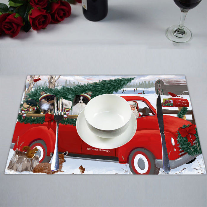 Christmas Santa Express Delivery Red Truck Pomeranian Dogs Placemat