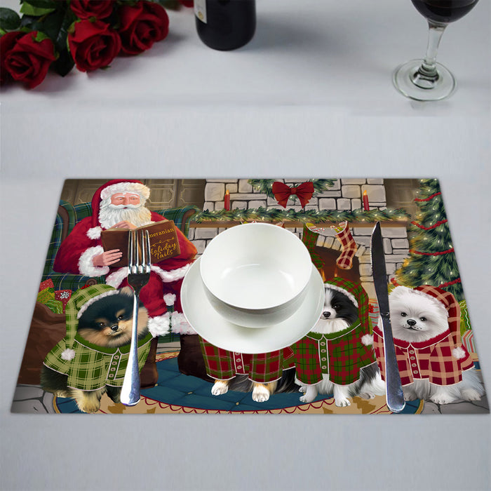 Christmas Cozy Holiday Fire Tails Pomeranian Dogs Placemat