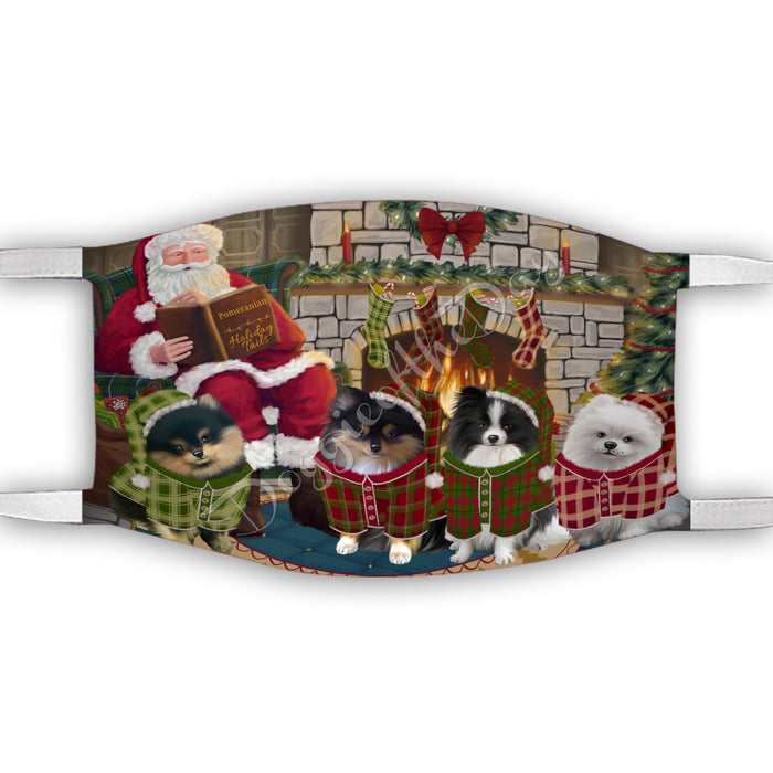 Christmas Cozy Holiday Fire Tails Pomeranian Dogs Face Mask FM48655