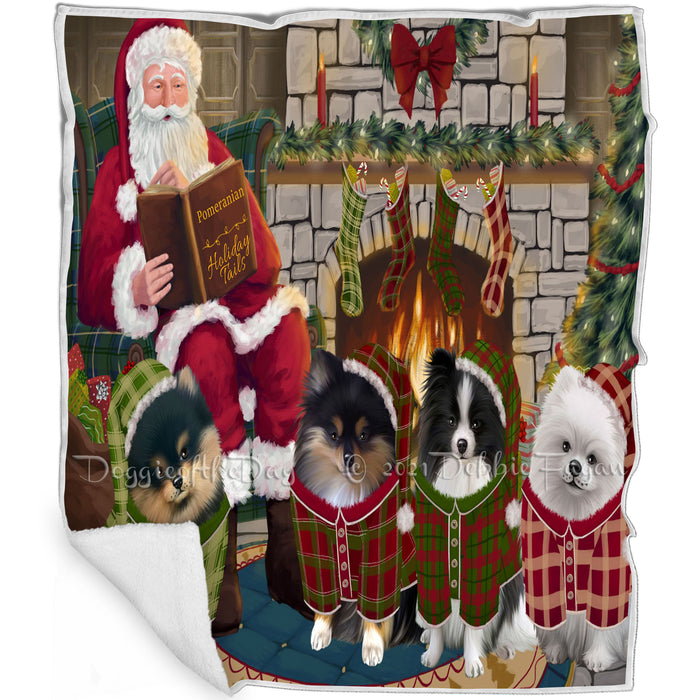 Christmas Cozy Holiday Tails Pomeranians Dog Blanket BLNKT117804