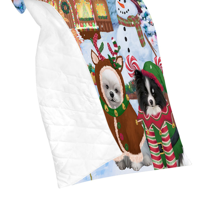 Holiday Gingerbread Cookie Pomeranian Dogs Quilt