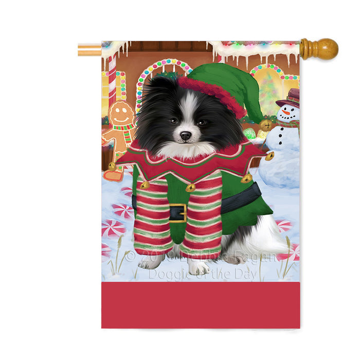 Personalized Gingerbread Candyfest Pomeranian Dog Custom House Flag FLG63905