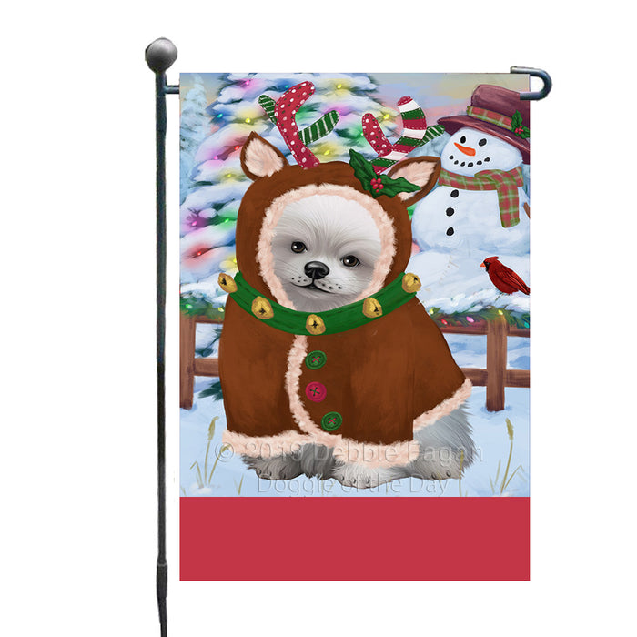 Personalized Gingerbread Candyfest Pomeranian Dog Custom Garden Flag GFLG64123