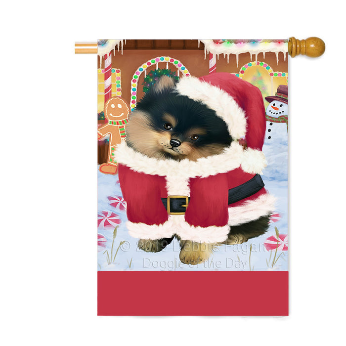 Personalized Gingerbread Candyfest Pomeranian Dog Custom House Flag FLG63907