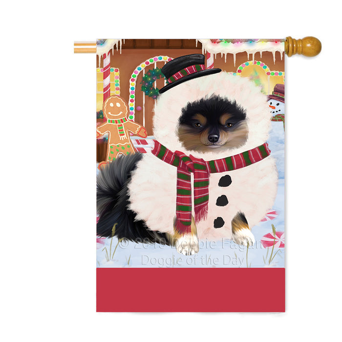 Personalized Gingerbread Candyfest Pomeranian Dog Custom House Flag FLG63908
