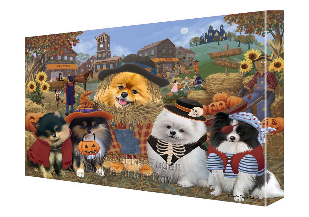 Halloween 'Round Town Pomeranian Dogs Canvas Print Wall Art Décor CVS143873