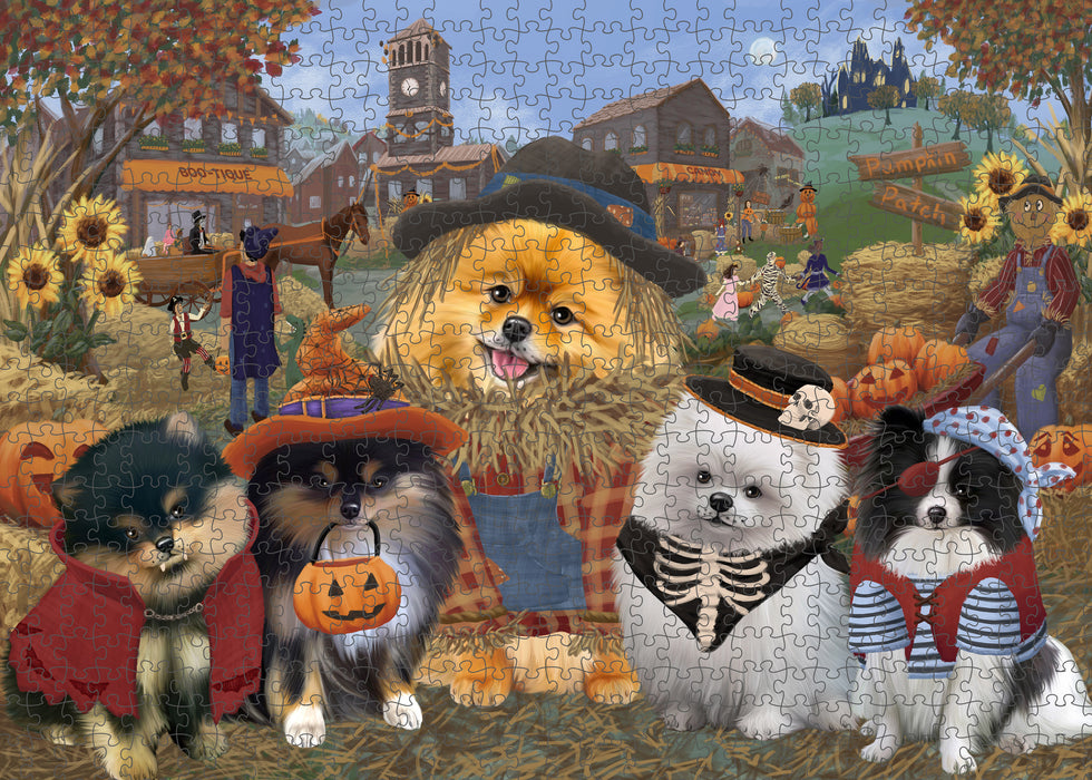 Halloween 'Round Town Pomeranian Dogs Puzzle with Photo Tin PUZL98728