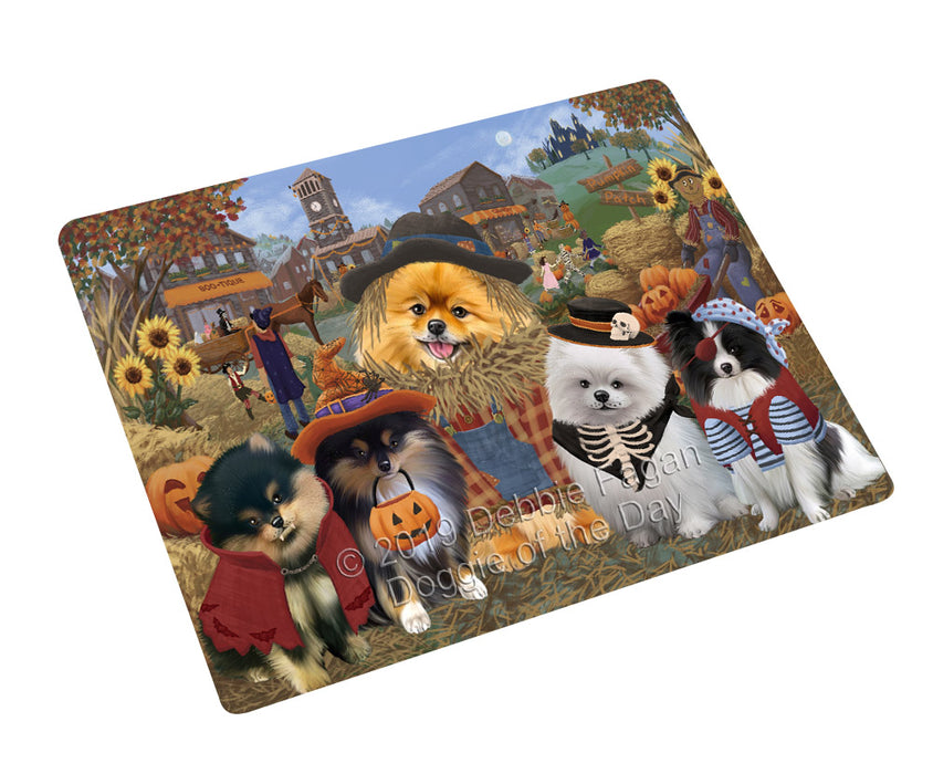 Halloween 'Round Town Pomeranian Dogs Cutting Board - For Kitchen - Scratch & Stain Resistant - Designed To Stay In Place - Easy To Clean By Hand - Perfect for Chopping Meats, Vegetables