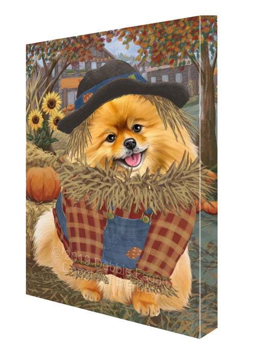 Fall Pumpkin Scarecrow Pomeranian Dogs Canvas Print Wall Art Décor CVS144422