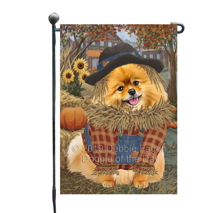Fall Pumpkin Scarecrow Pomeranian Dogs Garden Flag GFLG65795