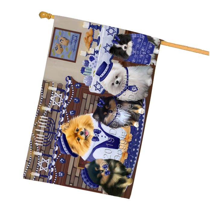 Happy Hanukkah Family Pomeranian Dogs House Flag FLG65932