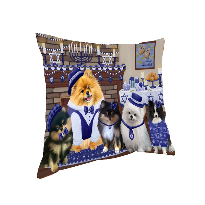Happy Hanukkah Family Pomeranian Dogs Pillow PIL85232