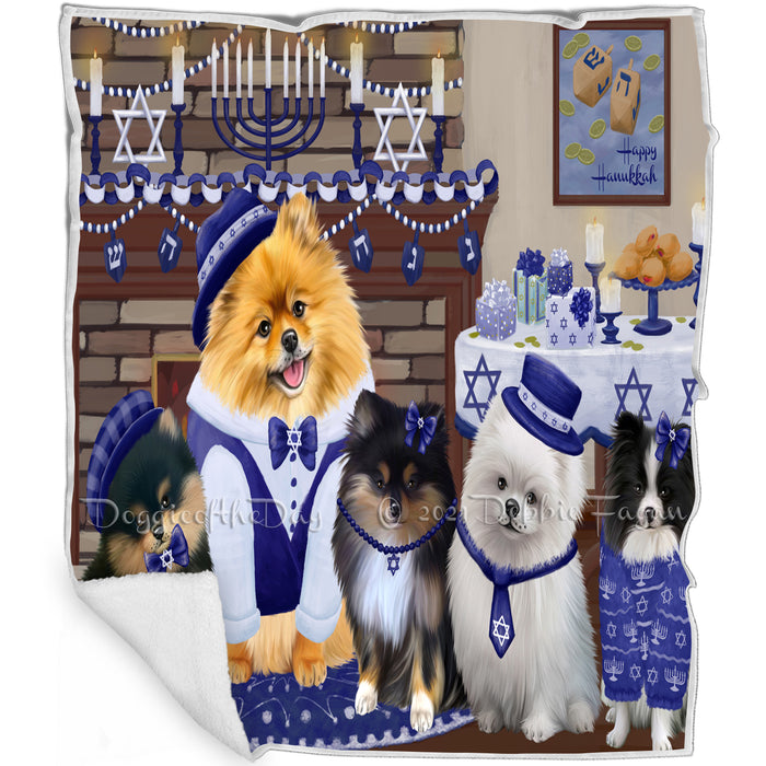 Happy Hanukkah Pomeranian Dogs Blanket BLNKT144017