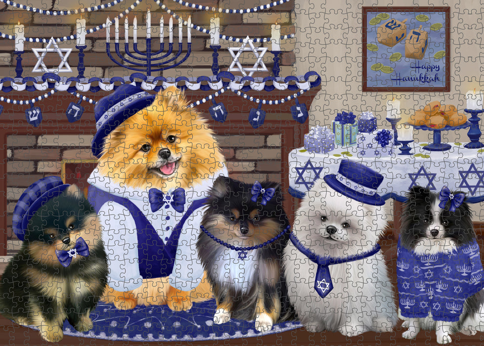 Happy Hanukkah Family Pomeranian Dogs Puzzle with Photo Tin PUZL98848