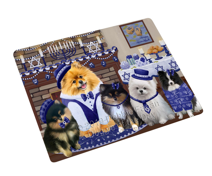 Happy Hanukkah Family Pomeranian Dogs Cutting Board - For Kitchen - Scratch & Stain Resistant - Designed To Stay In Place - Easy To Clean By Hand - Perfect for Chopping Meats, Vegetables