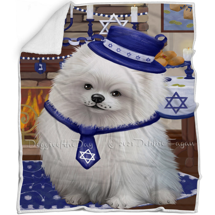 Happy Hanukkah Pomeranian Dog Blanket BLNKT144016