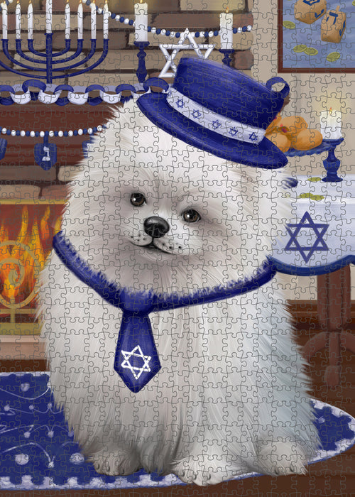 Happy Hanukkah Pomeranian Dog Puzzle with Photo Tin PUZ99092