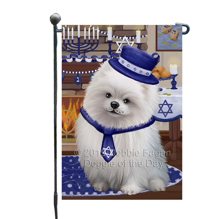 Happy Hanukkah Pomeranian Dog Garden Flag GFLG65825