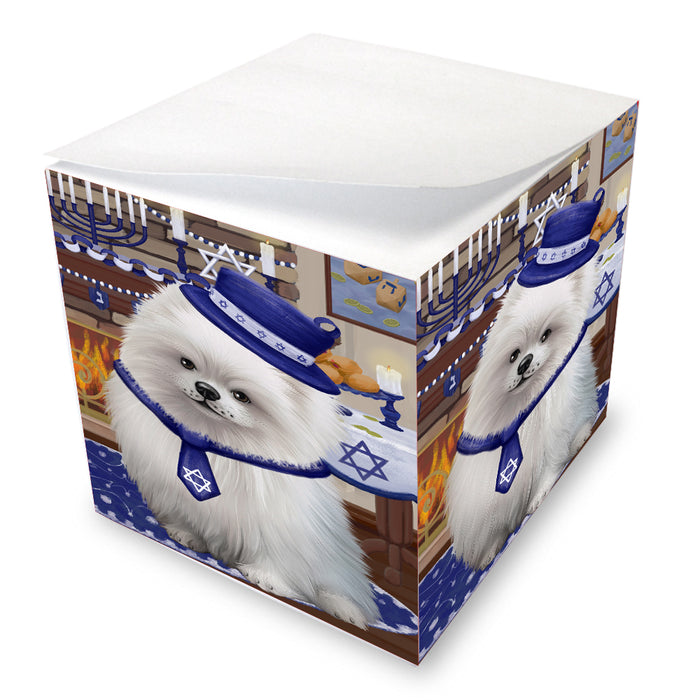 Happy Hanukkah Family Pomeranian Dogs Note Cube NOC-DOTD-A57639