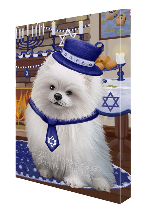 Happy Hanukkah Pomeranian Dog Canvas Print Wall Art Décor CVS144692