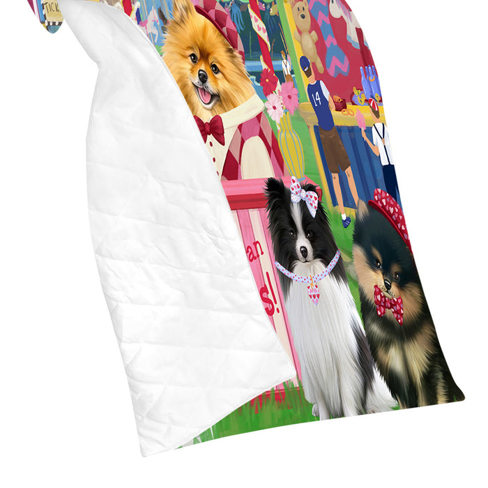 Carnival Kissing Booth Pomeranian Dogs Quilt