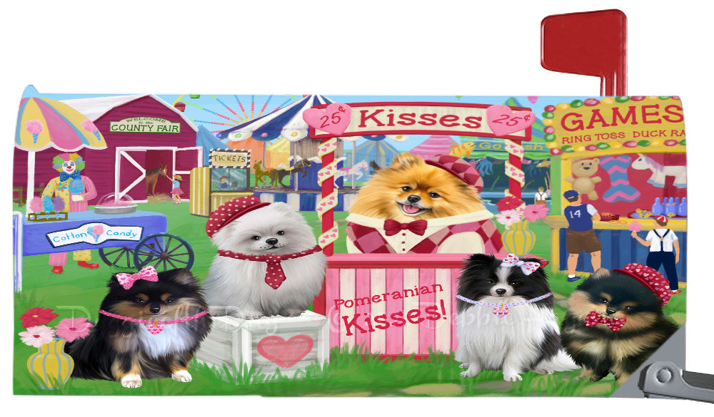 Carnival Kissing Booth Pomeranian Dogs Magnetic Mailbox Cover Both Sides Pet Theme Printed Decorative Letter Box Wrap Case Postbox Thick Magnetic Vinyl Material