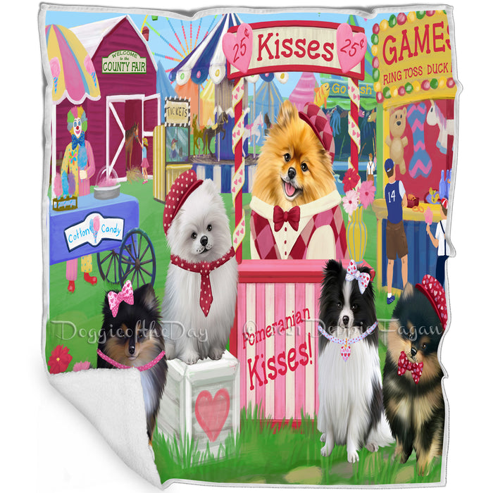 Carnival Kissing Booth Pomeranians Dog Blanket BLNKT122637