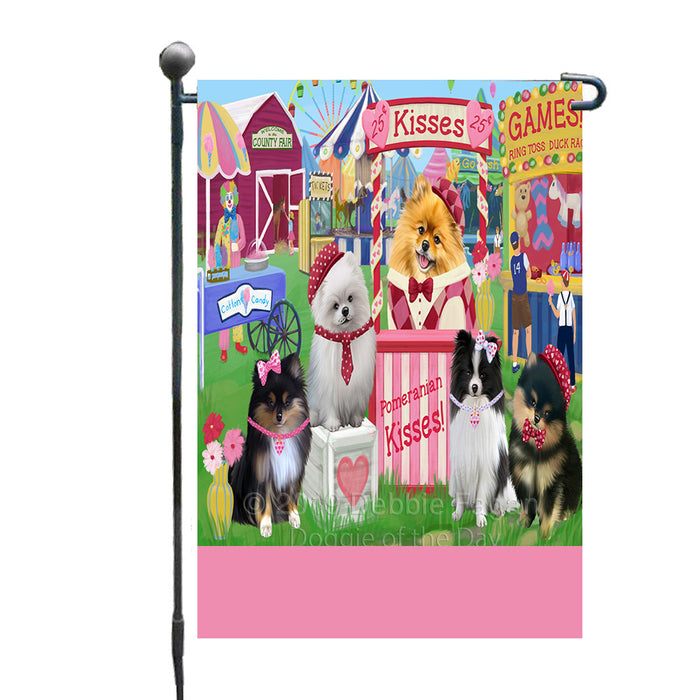 Personalized Carnival Kissing Booth Pomeranian Dogs Custom Garden Flag GFLG64303
