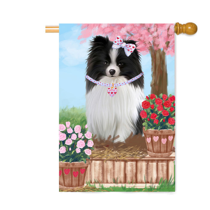 Personalized Rosie 25 Cent Kisses Pomeranian Dog Custom House Flag FLG64912