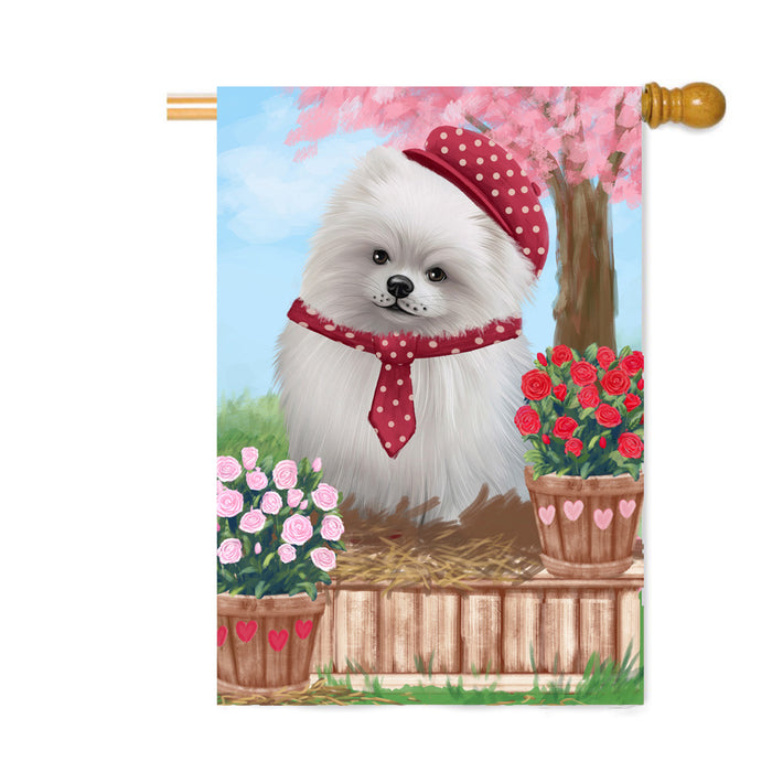 Personalized Rosie 25 Cent Kisses Pomeranian Dog Custom House Flag FLG64913