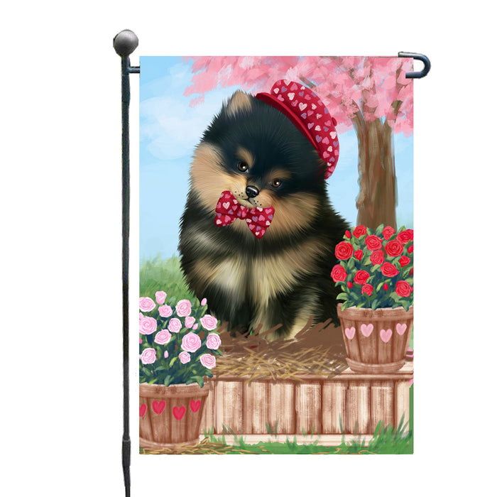 Personalized Rosie 25 Cent Kisses Pomeranian Dog Custom Garden Flag GFLG64766