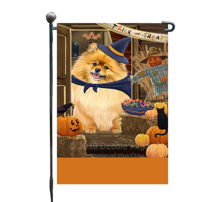 Personalized Enter at Own Risk Trick or Treat Halloween Pomeranian Dog Custom Garden Flags GFLG-DOTD-A59671